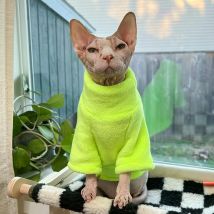TONG Warmer und weicher vierbeiniger Kapuzenpullover für den Winter, haarlose Katzenkleidung für Sphynx Cats Devon Rex Cornish
