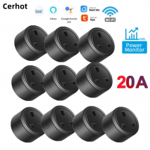 Cerhot tuya wifi smart socket uk stecker 3pin adapter home alexa sprach steuerung mit energie überwachung timer funktion steckdose