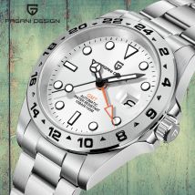 PAGANI DESIGN Herren Automatische Mechanische Armbanduhr Luxusuhr Saphir AR-beschichteter Edelstahl Wasserdichte Uhr Weiß DG5833