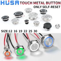 12/16/19/22/25/30mm Corsa Corta Mini Impermeabile In Metallo Interruttore di Pulsante di Alimentazione Ha Condotto La Luce Momentanea 5/12/24/220V nero 1NO