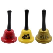 ubel aus Metall, neuartige Handglocken mit Text, lustiger Ring für einen Kuss, Lächeln, Bier, für Bar, Restaurant, Hochzeit, Veranstaltungen, Dekoration