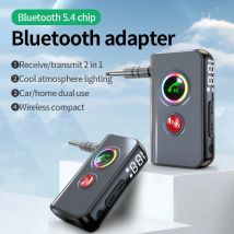 Bluetooth 5.4 Sender Empfänger Drahtloser Audio-Adapter mit 3,5 mm AUX mit LED-Anzeige für Auto-Kopfhörer TV-Lautsprecher