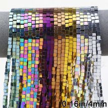 1 Strang 4mm 90 stücke Naturstein Bunte Würfel Hämatit Lose Spacer Perlen Für Schmuck Machen Diy Armbänder Halskette zubehör