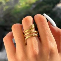 Edelstahl ringe personal isiertes Design Punk Serpentin Liebhaber Ring Mode Trend verstellbaren Ring für Frauen Schmuck Geschenke