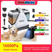Limpiador de alfombras y tapicerías portátil de alta resistencia de 16Kpa con potente succión, grandes tanques de agua dulce sucia de 1300ml y 1900ml,