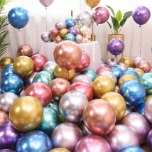 50 Stück 12,7 cm 25,4 cm Chrom-Metallic-Luftballons „Happy Birthday“-Banner für Valentinstag, Hochzeit, Geburtstag, Party, Globos-Dekorationen