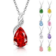 Tropfen-Anhänger aus 925er-Sterlingsilber mit Eisblumenschliff und hohem Kohlenstoffgehalt, stilvolle, elegante, schlichte Damen-Halskette