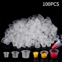 100 bicchieri per inchiostro per tatuaggi POSEIDON pigmento di plastica trasparente trucco permanente accessorio per tatuaggi bicchieri per inchiostro per tatuaggi accessorio per tatuaggi