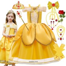 Mädchen Belle Kleid Ballkleid Die Schöne und das Biest Weihnachten Geburtstag Karneval Party Cosplay Verkleidung Prinzessin Kostüm