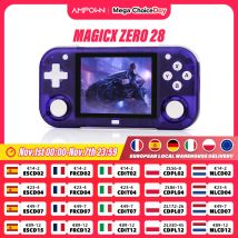 AMPOWN Mini Zero 28 Console per videogiochi portatile 2.8 ''Schermo IPS Processore A133P Sistema operativo Android 2.4GWIFI Lettore MAGICX ZERO28 Regali