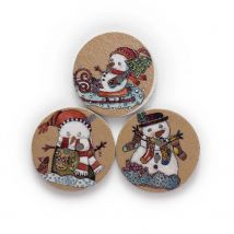 50pcs 3 Style Round/Gear Christmas Theme Christmas Theme Wooden Buttons Sewing Scrapbooking Clothing Accessories Crafts 25mm