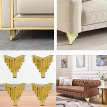 4 Stück goldene Bergstreifen 15 cm Metallmöbelbeine – polierte Oberfläche, ideal für Schränke, Teetische