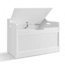 Wooden Storage Box with Lid Bench, 2-in-1 Toy and Blanket Box for Playroom or Bedroom, Large Capacity,Safety Hinges