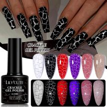 LILYCUTE 7 ml Crackle Gel-Nagellack, schnell, natürlich, lufttrocknend, Marmor, Risseffekt, vollständige Abdeckung, Maniküre, Nagelkunst, Gel-Lack
