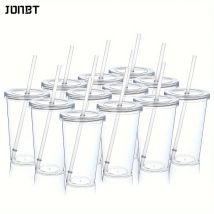 3PCS Reusable Single layer Plastic Transparent Drinking Cup Water Bottle With Lid Straw Outdoor Drink Tea Milk Coffee Mug Tools