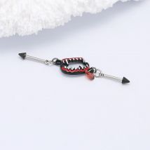 JHJT 16G Red Mouth Industrial Barbell Piercing Edelstahl Knorpelohrring Barbell Piercing Schmuck