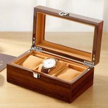 Black Luxury Wood Grain Watch Box 3 Slots Men Quartz Mechanical Watch Boxes Collection Storage Box