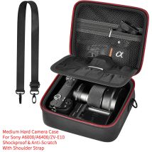 Custodia Rigida per Fotocamera Sony ZV-E10 A6400 A6000 A6100 A6600 A6500 (Media, Solo Kit Obiettivo), Borsa Protettiva con Tracolla e Divisori