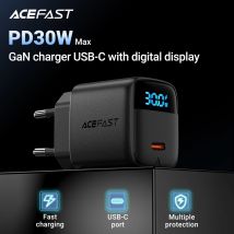 ACEFAST GaN PD30W EU Phone Fast Charging Charger For iPhone 16/15 Pro Max USB C Wall LED Digital Display Adapter For Samsung S25