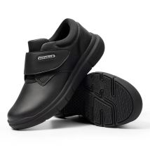 Scarpe da uomo extra larghe Scarpe da passeggio per diabetici in pelle per anziani Dita dei piedi ortopedici Piedi gonfi antiscivolo con supporto per l'arco plantare