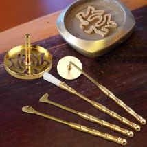 5-teiliges Messing-Räucherstäbchen-Set zum Selbermachen, Duft, Weihrauch, Aschepresse, chinesisches Weihrauchzeremonie-Set für Yoga, Meditation, Feiertage