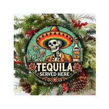 "Tequila Served Here" Vintage Sign – 8Inch Round Metal Art, Weather Resistant Nice Gift For Bedroom & Home Bar