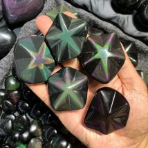 1 Stück geistblasende Regenbogen-Obsidian-Sternschnitzereien aus Jalisco, ideal für Heimdekoration und einzigartige Geschenke