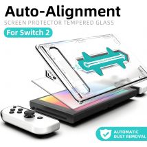 Proteggi schermo con allineamento automatico per accessori OLED Nintendo Switch 2, vetro temperato trasparente HD per Switch2, senza bolle