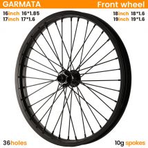 GARMATA  Front Wheel 17inch 19inch 1.6wide  black 36holes 10g spokes 110x20mm front hub Bicycle accessories