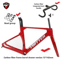 TWITTER R10 Hide Inner Traces T800Rennradrahmen aus Kohlefaser + integrierte Carbonfaser-Biegung700*28C-Laufschubladenversion12×142mm