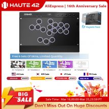 Controller Arcade Magnetico Haute42 Senza Leva con Bordo Pulsanti per PC/PS4/PS5/Switch - Controller Arcade Senza Joystick Hitbox