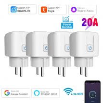 Tuya 16A, 20A Smart Plug WiFi Steckdose EU Power Monitoring Timing Funktion Funktioniert mit Alexa, Google Home, Alice, Smart Life Home