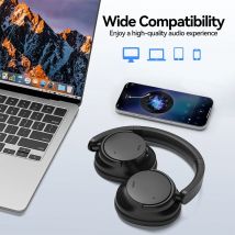 AUSDOM E7 PRO Cuffie over Ear Cuffie con cancellazione del rumore Bluetooth wireless con tempo di riproduzione 80 ore, cuffie ANC con microfoni