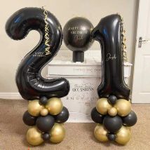 Gold-schwarze Luftballons, Turm-Set, 1–9, schwarze Zahlenfolienballons für Herren, 30, 40, 50, 60, alles Gute zum Geburtstag, Party-Dekorationen, DIY-Handwerk