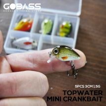 GOBASS 5pcs Mini Fish Bass Fishing Lure Set 3cm 1.5g Mini Artificial Baits Topwater Crank Wobblers