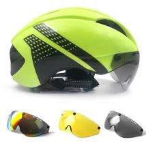 Aero Kask TT Time Trial Kaski rowerowe dla kobiet Mężczyźni Gogle Wyścigowy kask rowerowy szosowy z soczewkami Kolarstwo na świeżym powietrzu Czapki ochronne