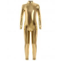Kids Girls Boys Shiny Metallic Gymnastics Leotard Long Sleeve Zip Full Bodysuit Catsuit Ballet Dance Unitard Halloween Costume