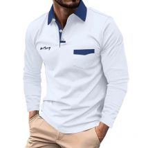 Farb block Business Casual Herren Polos hirt Langarm formelle Daily wear Frühling Herbst Winter Knopf mikro elastisches Polyester