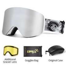 COPOZZ-Juego de gafas de esquí profesionales para hombre y mujer, lentes magnéticas de cambio rápido de doble capa, antiniebla, para Snowboard y adultos, invierno