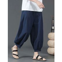 Sommer Baumwolle Leinen Shorts Männer Baggy Breite bein Casual Capris Hosen Männlichen Sport Laufshorts 2025, Übergröße Chinesischen