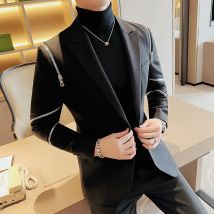 2024 herbst Neue Zipper Dekoration Blazer Männer Casual Slim Fit Business Kleid Mäntel Homme Formale Sozialen Prom Smoking Männer Kleidung