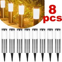 Solar-Gartenleuchten aus Edelstahl, wasserdichte Wegeleuchte, Außenlandschaftslampe für Wege, Terrasse, Hof, Rasendekoration