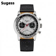Sugess Pilotenuhr Herren ST1906 Uhrwerk Handaufzug Chronograph Armbanduhren Saphir Wasserdicht Handaufzug PowerReserve Luminous V2