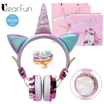 Qearfun Nette Einhorn Verdrahtete Kinder Kopfhörer Mit Mikrofon Mädchen Daugther Musik Stereo Kopfhörer PC Handy kinder Headset Geschenk