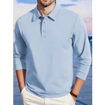 Herren Pendeln Solide Polo Shirts Herbst Taste T-Shirts Neue Mode Casual T-shirt All-Match Grundlegende Tops Lose Bequeme kleidung