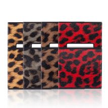 Leopard Cigarette Case for Woman Men Leather Box Holder Smoking Accessories Button Design 4 Colors