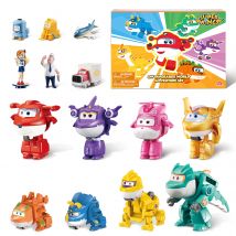 Super Wings 14er-Pack Transforming Toys, 2-Zoll-Flugzeug-Sammler-Charakter-Spielzeug mit Dinosaurier-Mini-Sammler-Actionfigur mit