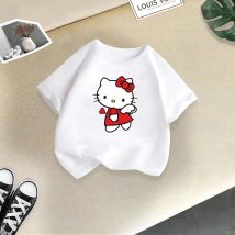 Hallo Kitty Sommer 100% Baumwolle Jungen Mädchen Baumwolle T-Shirt kreativ gedruckt Straße lässig