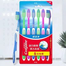 Zestaw szczoteczek do zębów Colgate, 6 sztuk, losowe kolory - delikatne, miękkie, średnie włosie, do użytku w podróży i w domu, czyszczenie zębów tylnych dla kobiet, mężczyzn i rodziny.