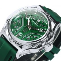 Forsining Mode Grün Skeleton Automatische Mechanische Uhr für Männer Casual Kautschukband Leucht Hände Business Herren Uhren Neue